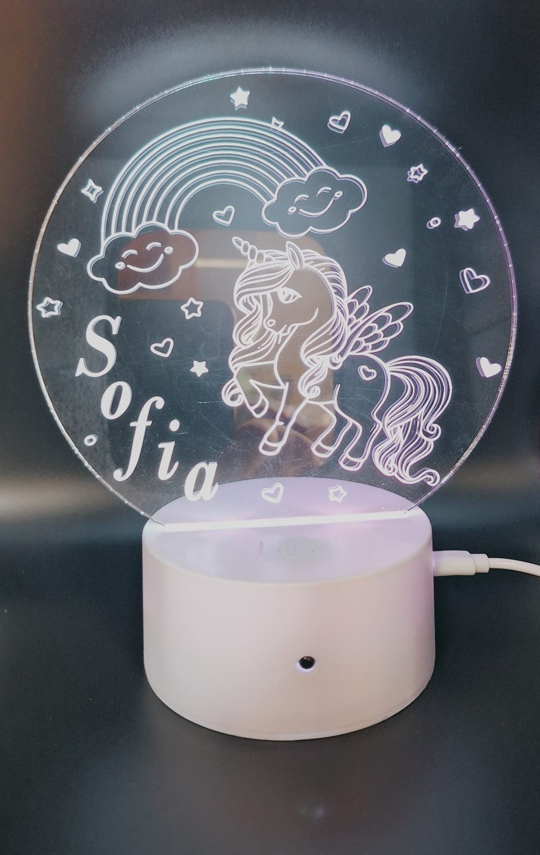 LAMPADA NOTTE UNICORNO NOME PERSONALIZZATO