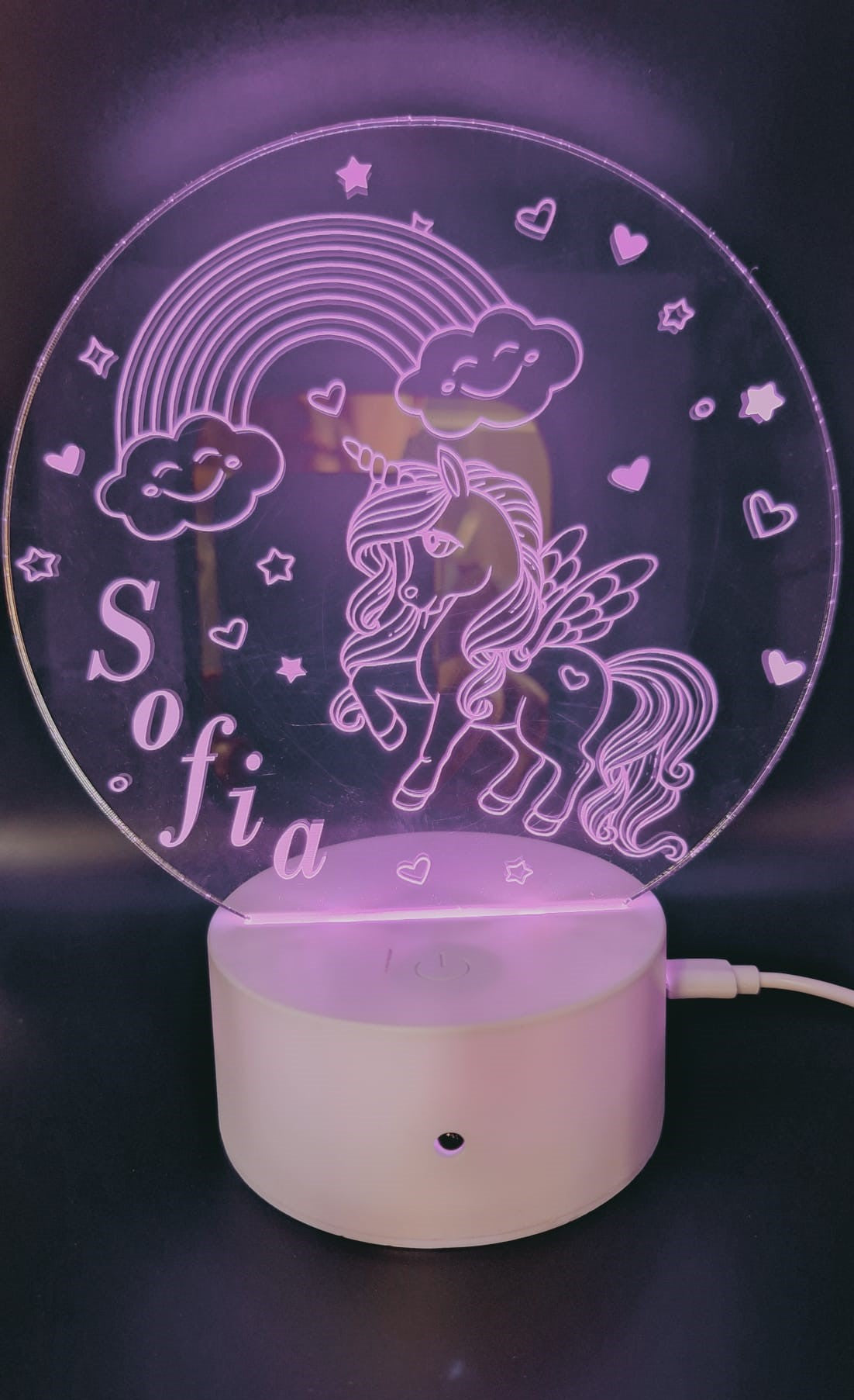 LAMPADA NOTTE UNICORNO NOME PERSONALIZZATO