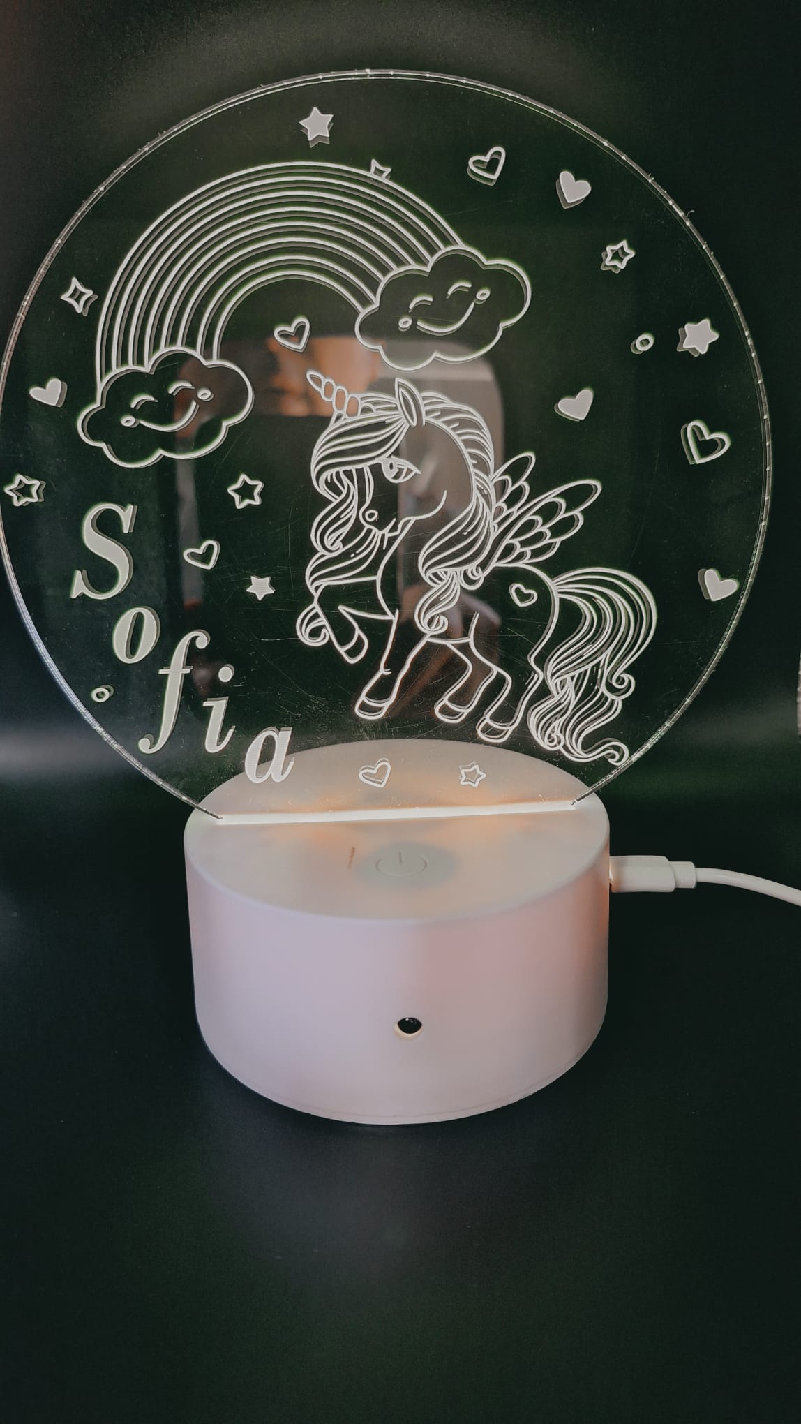 LAMPADA NOTTE UNICORNO NOME PERSONALIZZATO
