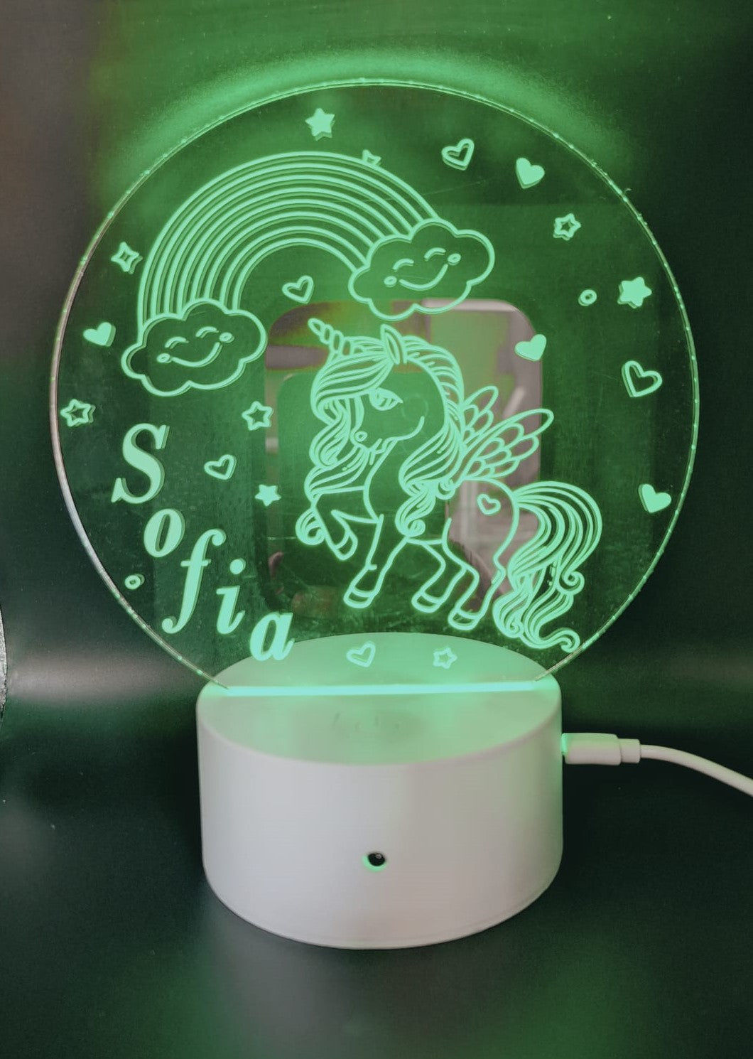 LAMPADA NOTTE UNICORNO NOME PERSONALIZZATO