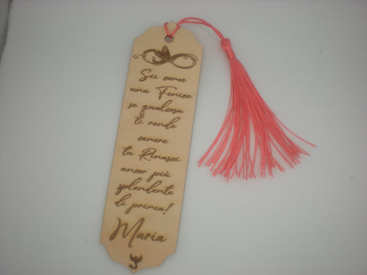 SEGNALIBRO LEGNO PERSONALIZZATO CON DEDICA E NOME