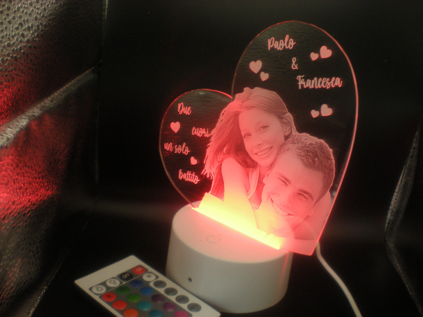 LAMPADA CUORE CON INCISIONE FOTO PERSONALIZZATA