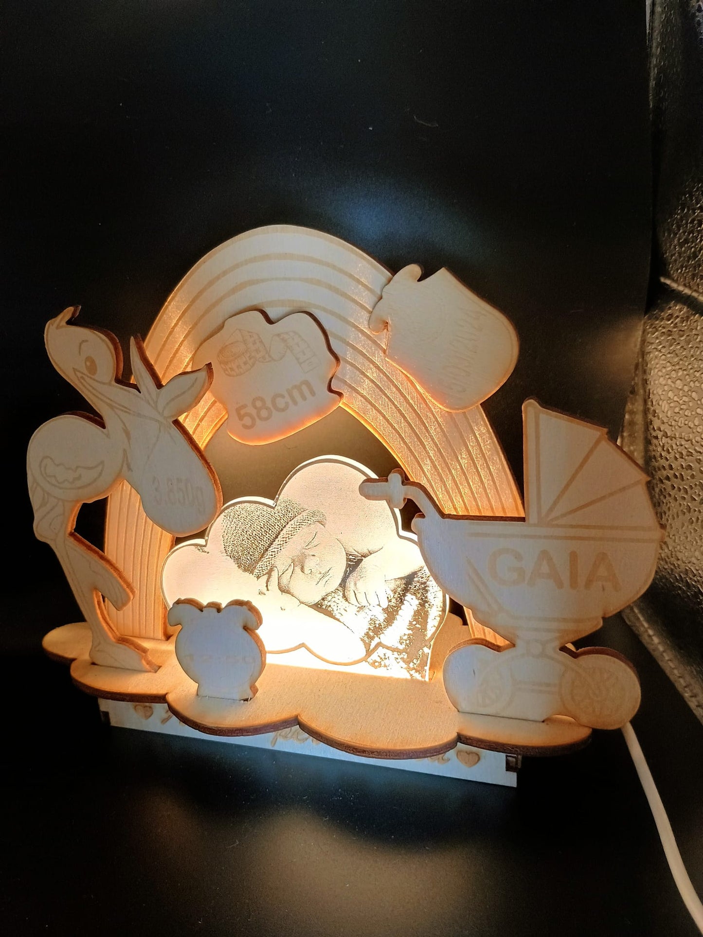 CORNICE LAMPADA FOTOINCISA NASCITA