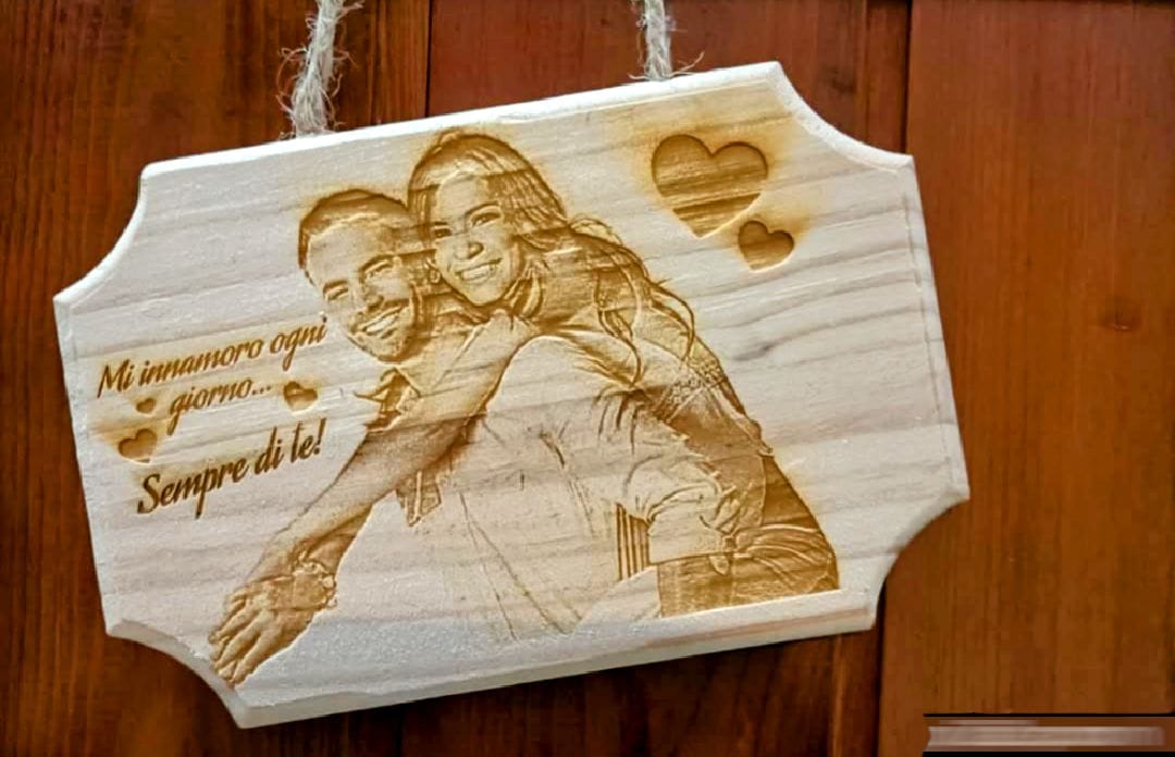 Quadretto in legno con fotoincisione e dedica