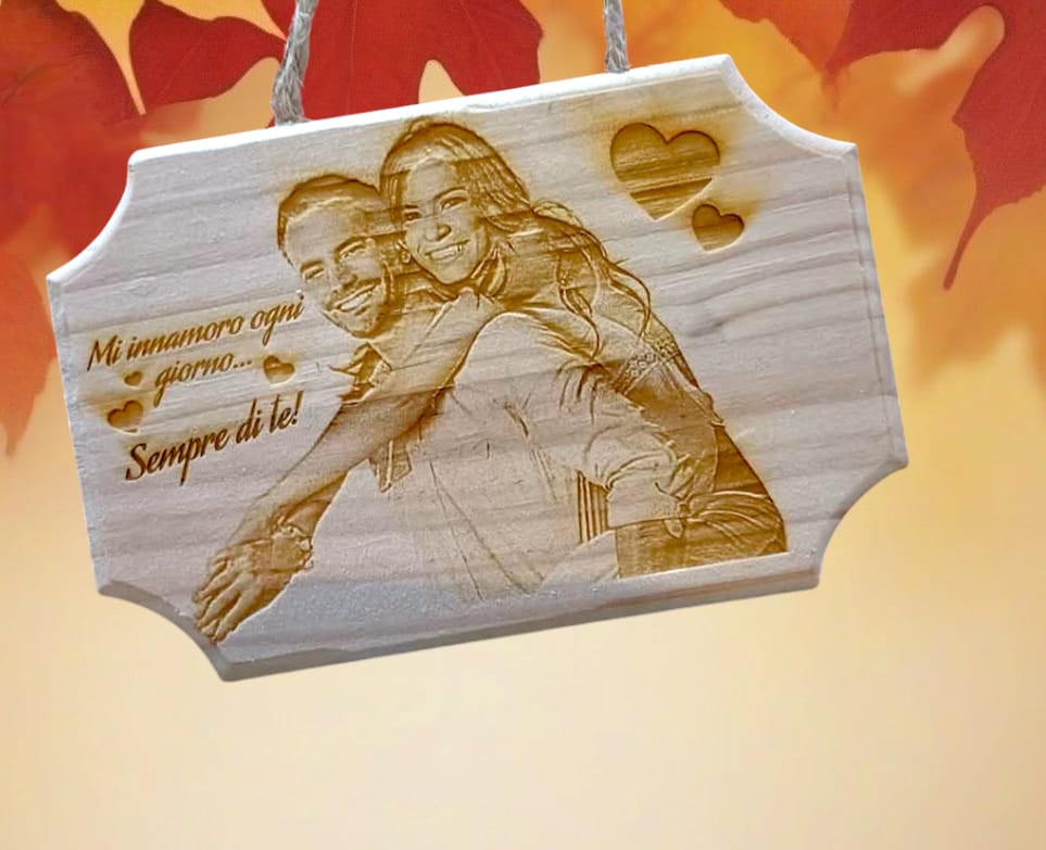 Quadretto in legno con fotoincisione e dedica