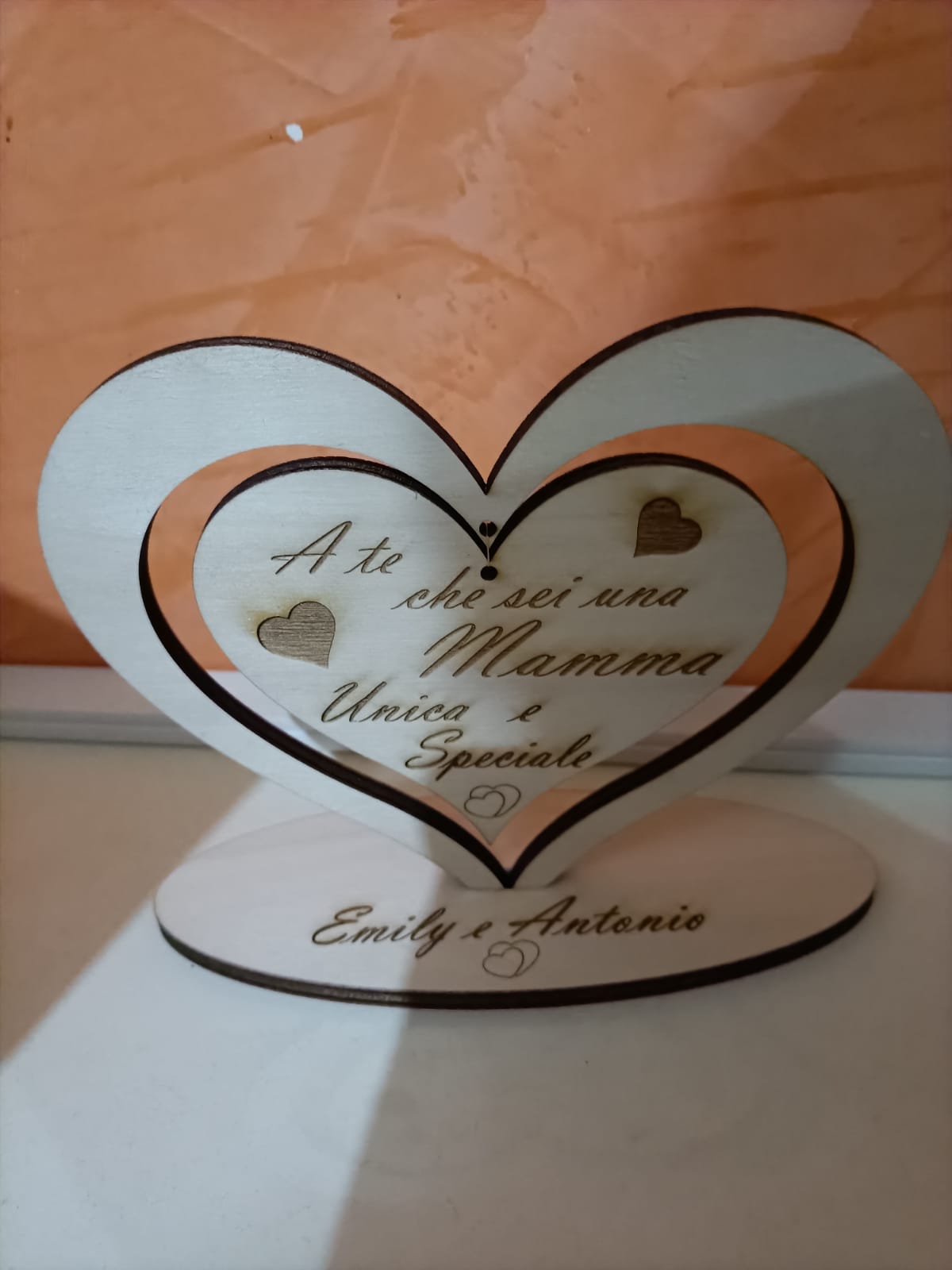 CUORE PENDENTE IN LEGNO