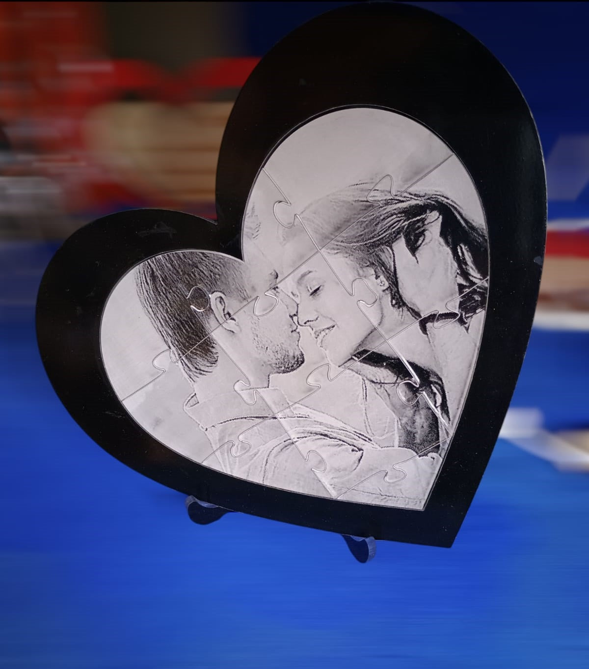 CUORE PUZZLE LEGNO O PLEXIGLASS CON INCISIONE FOTO E/O DEDICA