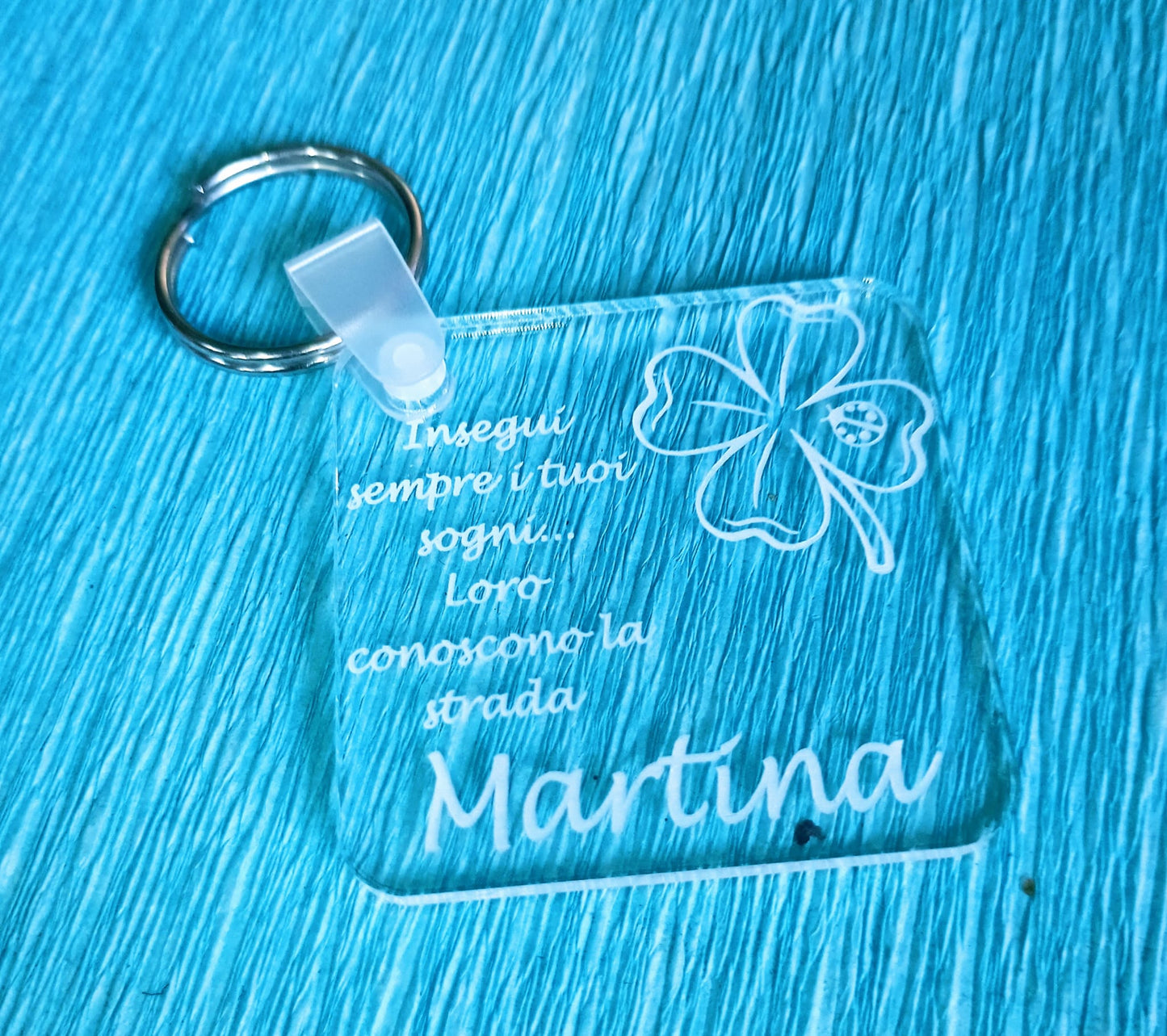 PORTACHIAVI PORTAFORTUNA PERSONALIZZATO QUADRIFOGLIO