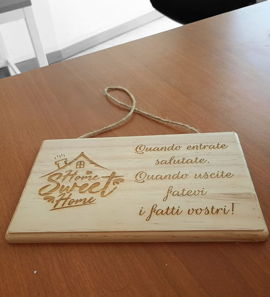 QUADRETTO LEGNO CON CORDA JUTA "Home Sweet Home"