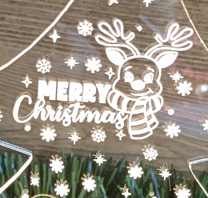 Lampada Albero Di Natale con Nomi incisi e base legno personalizzata