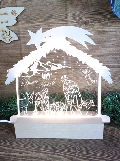 Lampada Presepe con base in legno personalizzata