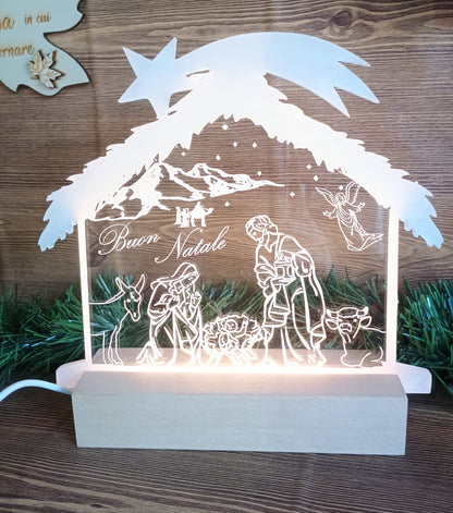 Lampada Presepe con base in legno personalizzata