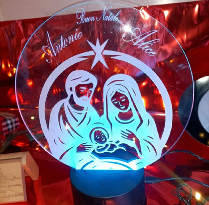 Lampada Natività multicolor personalizzata con nomi incisi