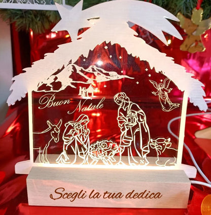 Lampada Presepe con base in legno personalizzata
