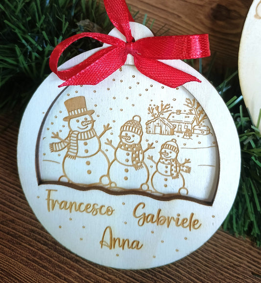 Pallina in legno personalizzata 3nomi D80