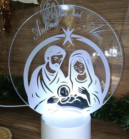 Lampada Natività multicolor personalizzata con nomi incisi
