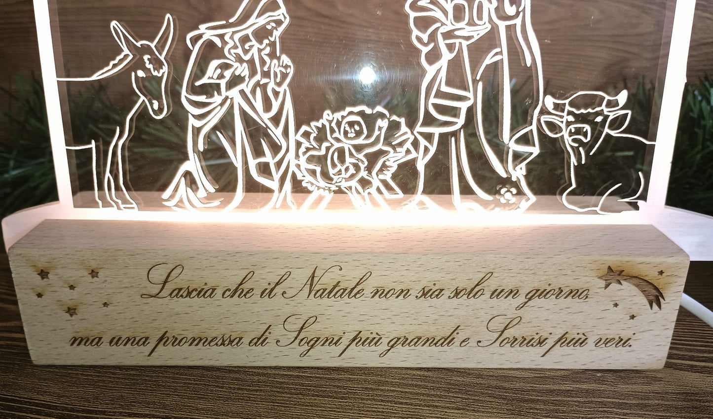 Lampada Presepe con base in legno personalizzata