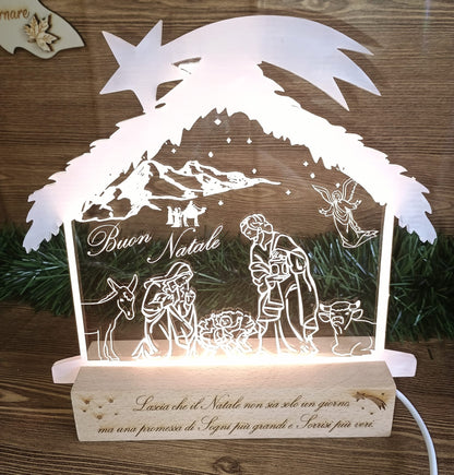 Lampada Presepe con base in legno personalizzata