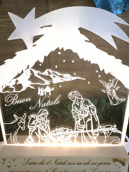 Lampada Presepe con base in legno personalizzata